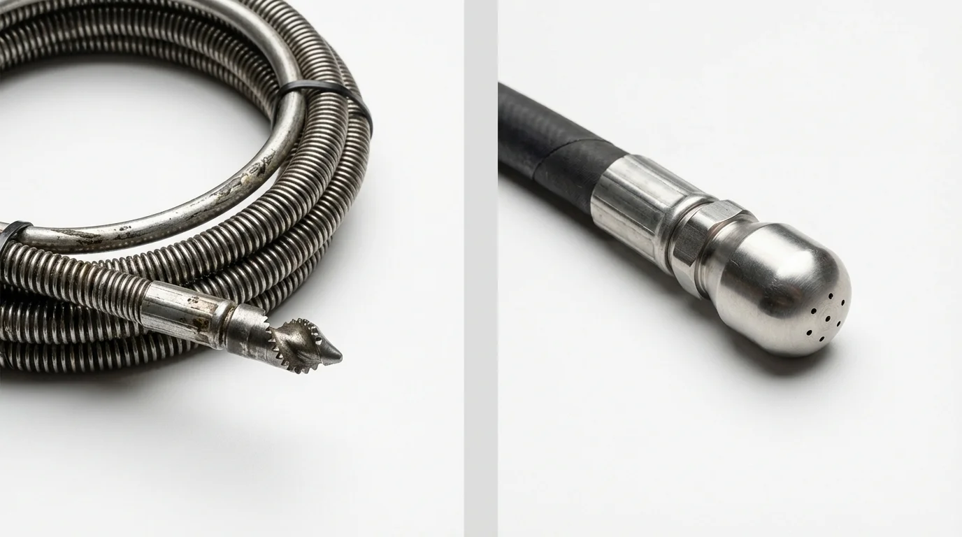 Drain snake cable and hydro jetting nozzle used for drain cleaning in Mercersburg, PA