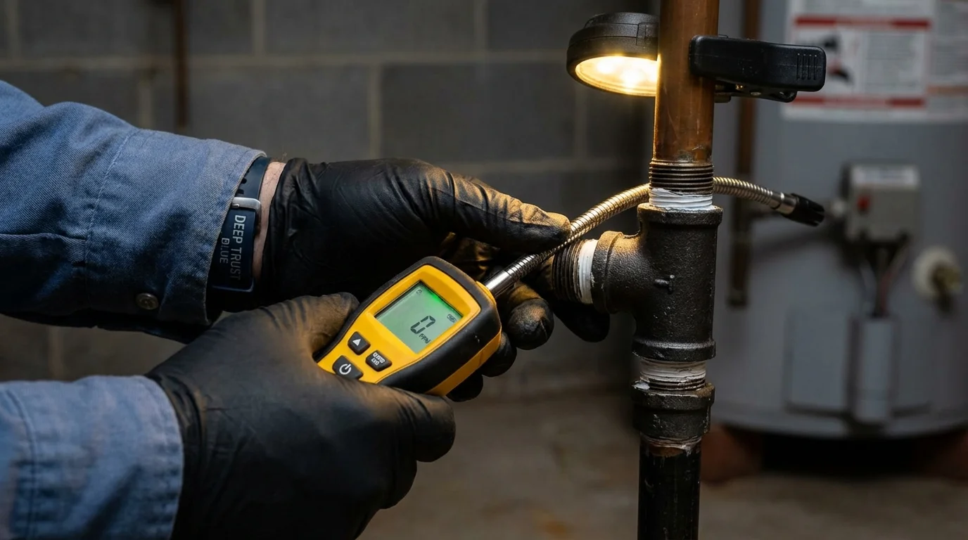 Gas leak detection with electronic sniffer by Johns Plumbing LLC in Mercersburg