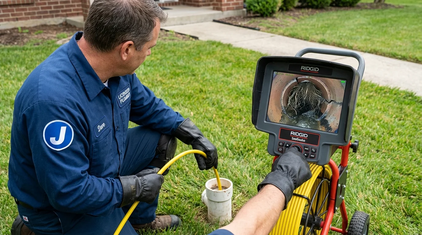 Sewer camera inspection being performed by Johns Plumbing LLC in Mercersburg