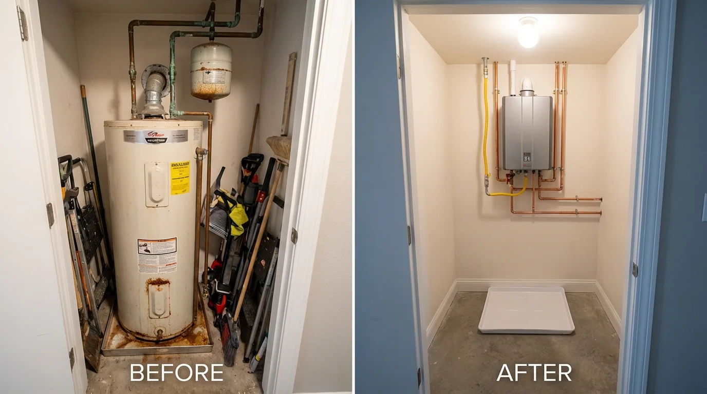 Tank water heater versus wall-mounted tankless unit comparison for Mercersburg, PA homeowners
